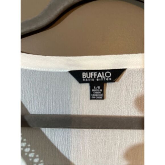 Buffalo David Bitton - Sofie Womens V-Neck Short Sleeves Blouse Cream Large EUC - Picture 6 of 9